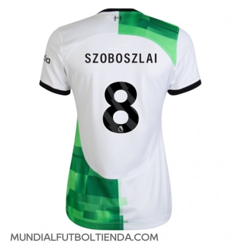 Camiseta Liverpool Szoboszlai Dominik #8 Segunda Equipación Replica 2023-24 para mujer mangas cortas